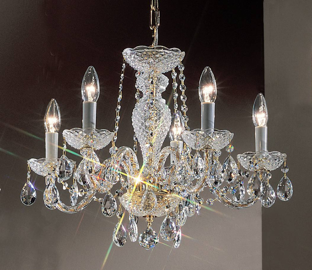 6 Light Gold Plated Chandelier with Italian Crystal S418