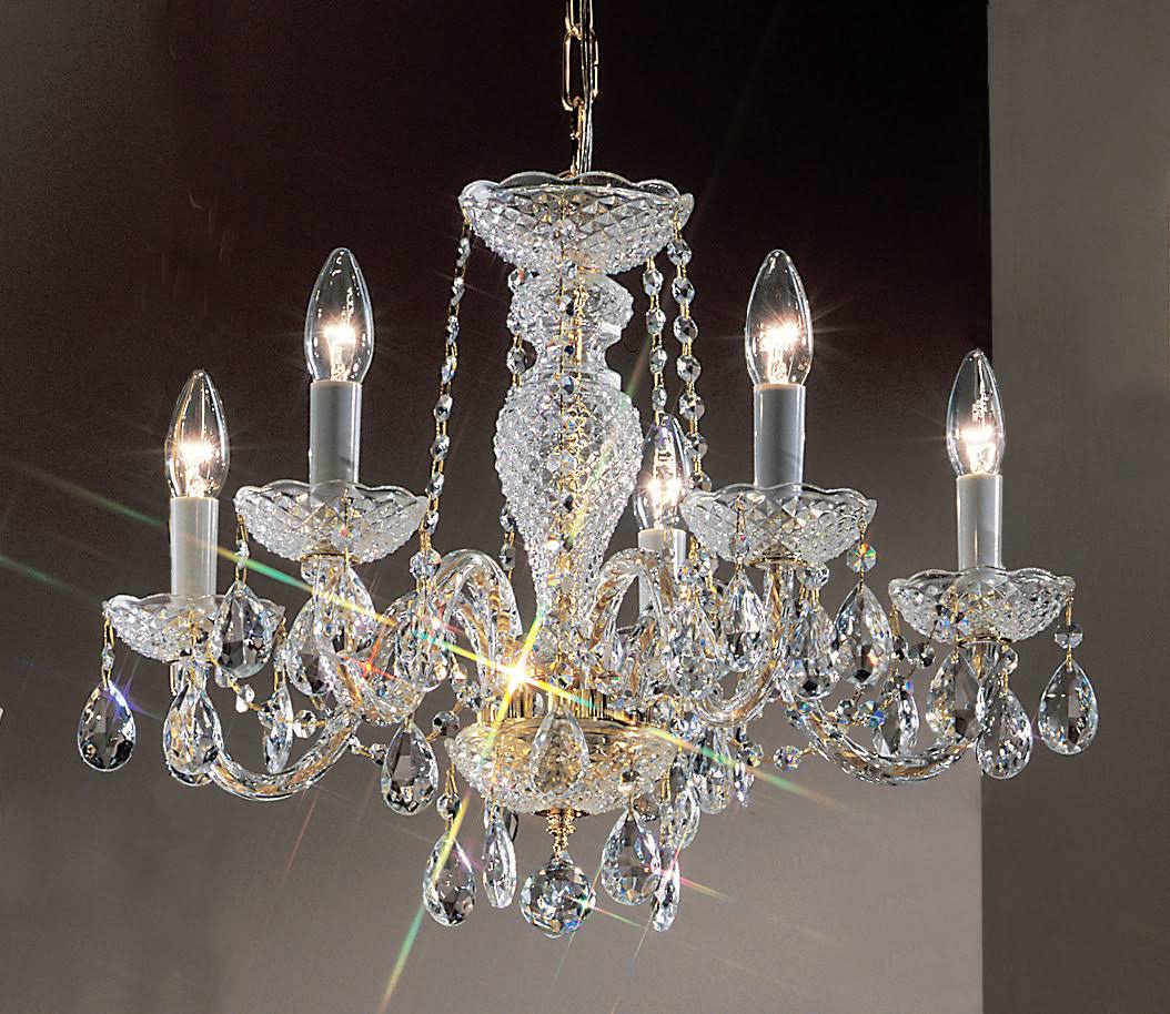 6 Light Gold Plated Chandelier with Italian Crystal S418