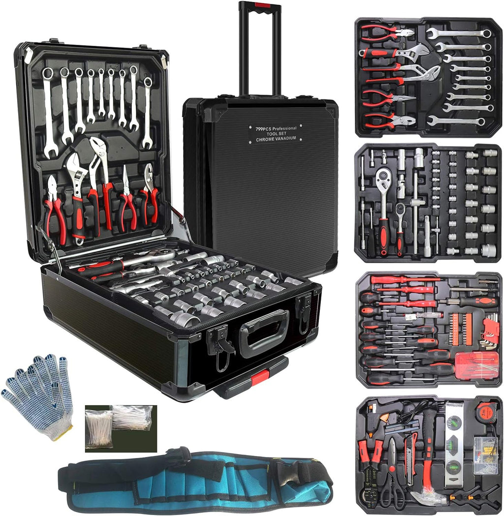 799pcs Aluminum Trolley Case Tool Set Silver Q552857