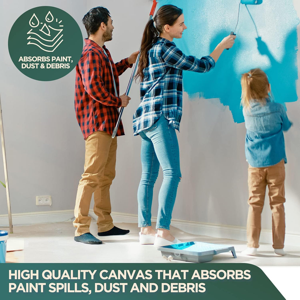 12 oz Cotton Canvas Drop Cloth, 4 Piece Set, 4 by 15 Feet T32164