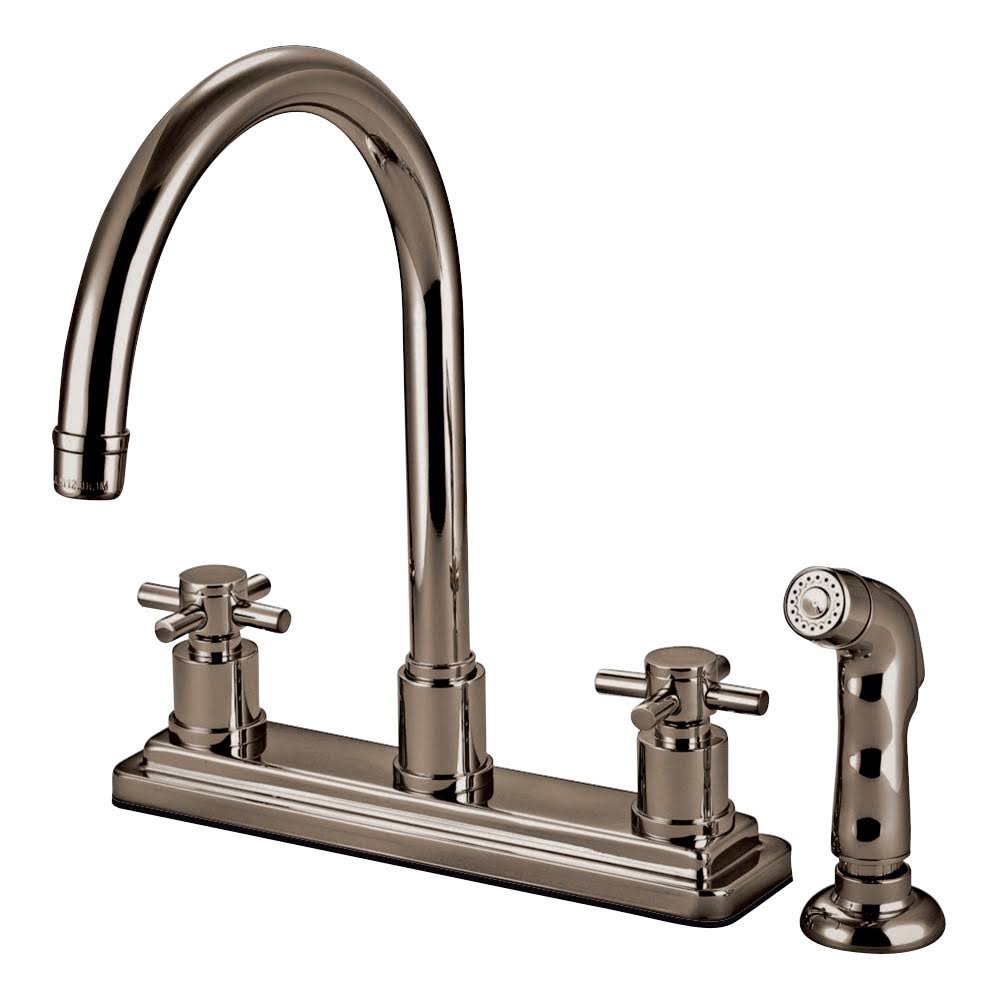 Two Handle Centerset Kitchen Faucet with Sprayer Satin Nickel M73073