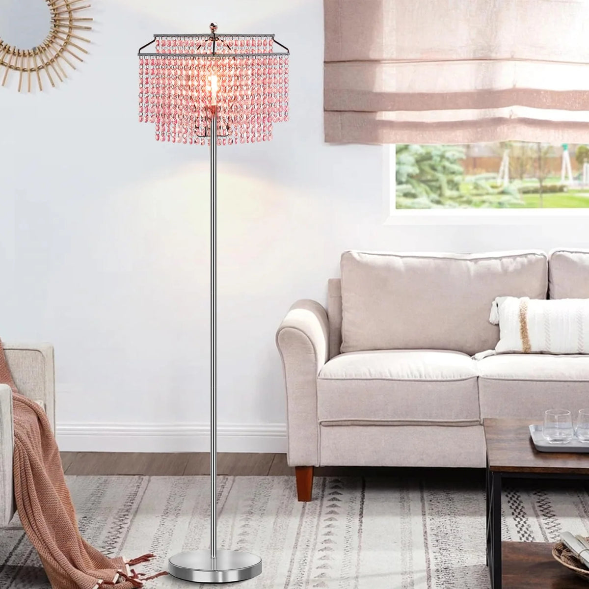 Pink Crystal Metal Floor Lamp F130