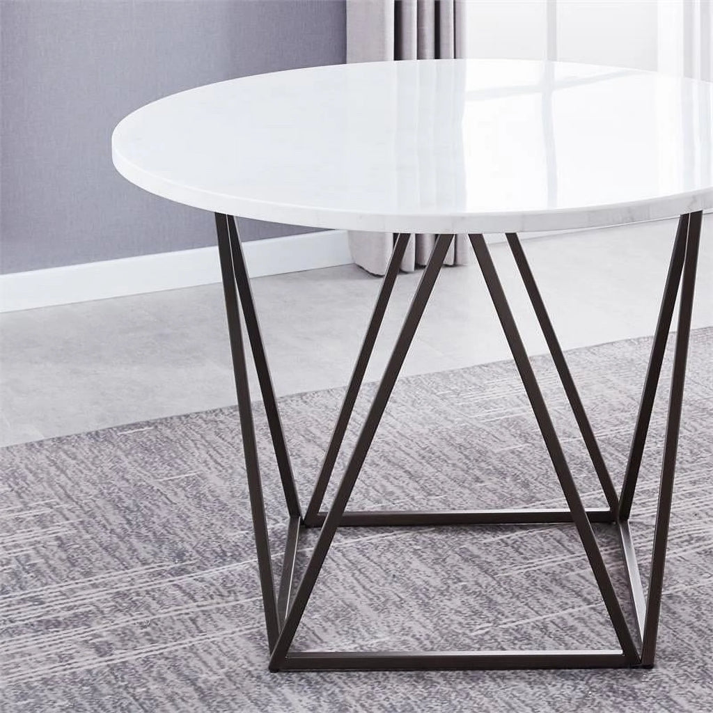 White Marble Top Metal 5-Piece Dining Set J1622