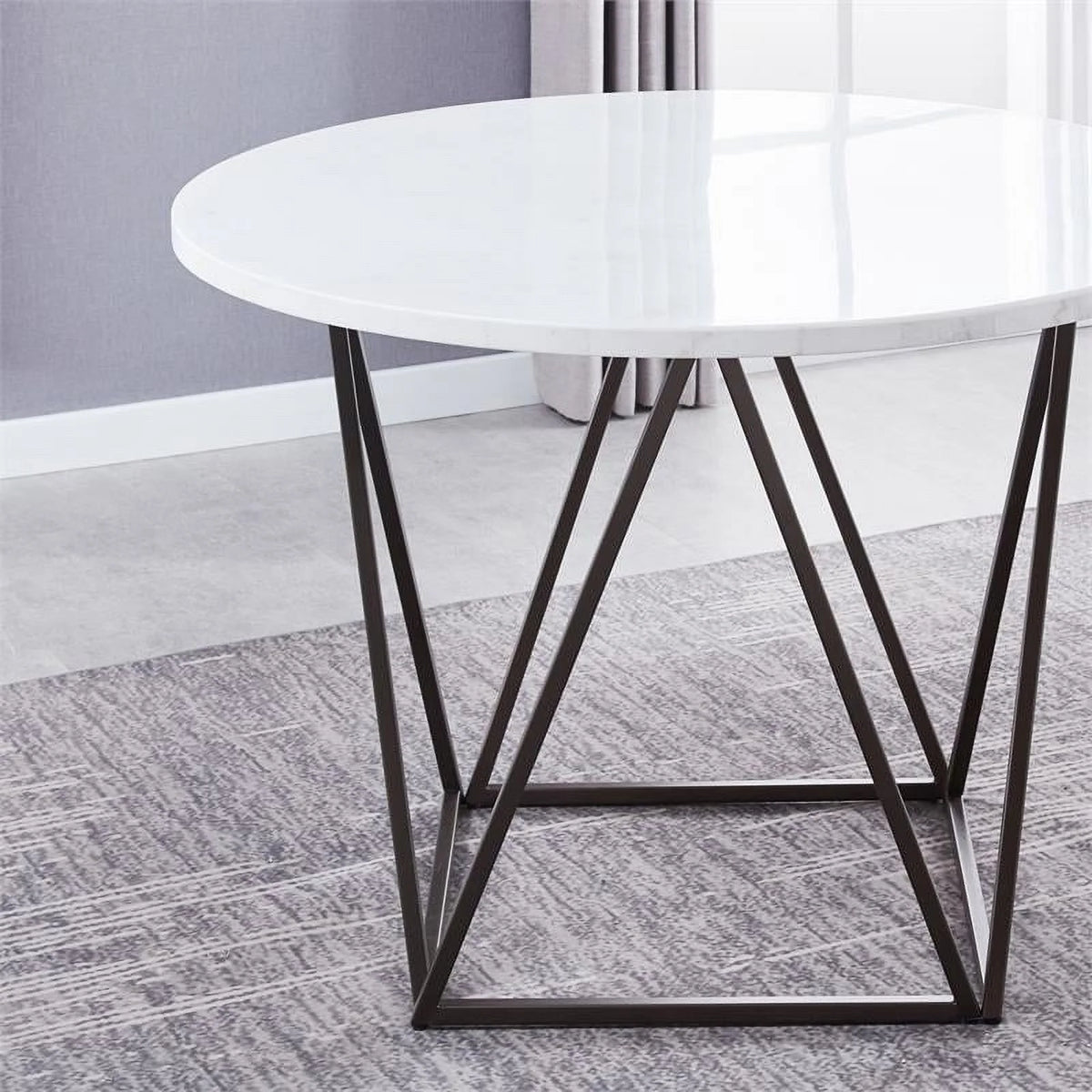 White Marble Top Metal 5-Piece Dining Set J1622