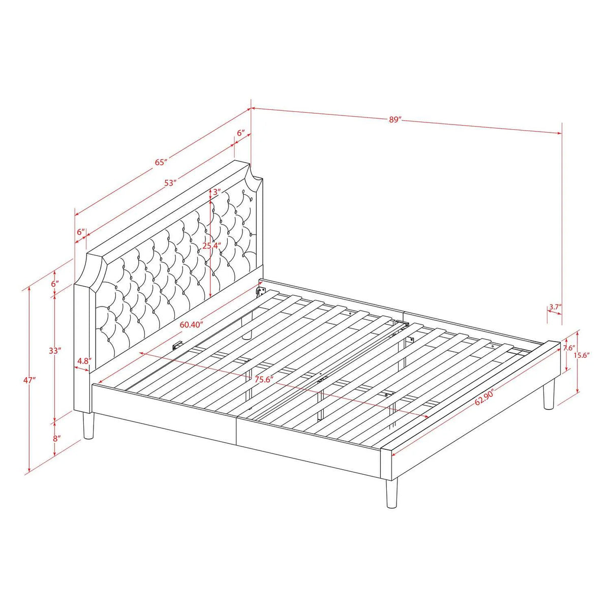 3 Pieces Wood Queen Bedroom Set V513086