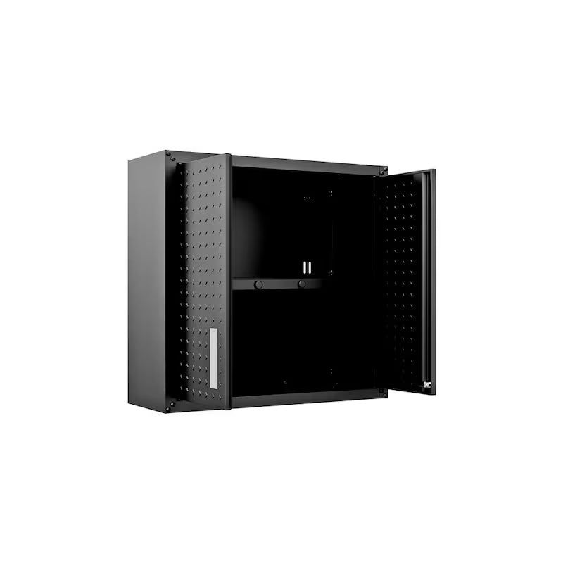 2-Shelf Wall Mount Metal Garage Cabinet in Charcoal Grey R628