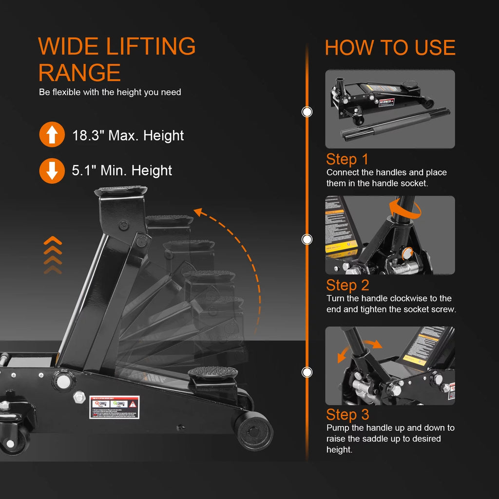 3 Ton Hydraulic Heavy Duty Steel Floor Jack I526077