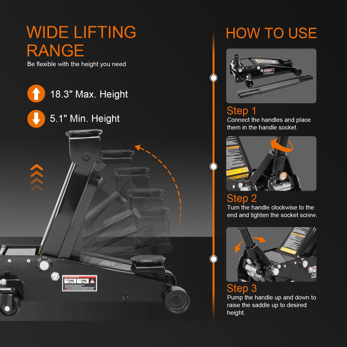 3 Ton Hydraulic Heavy Duty Steel Floor Jack I526077