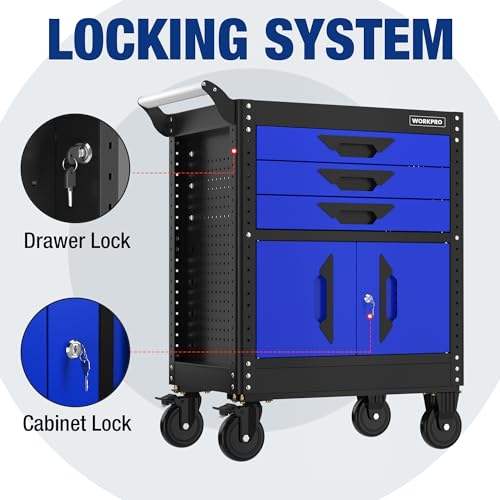 27.5 Inch 3-Drawer Rolling Steel Tool Chest with Wheels Q36382