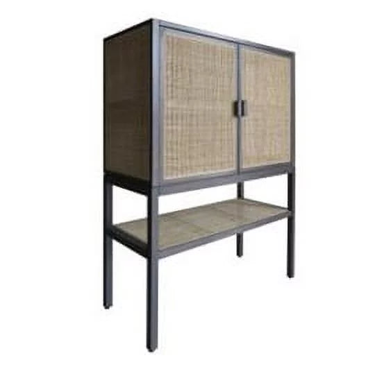 Pine Wood Cabinet with Rattan B37676