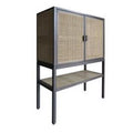 Pine Wood Cabinet with Rattan B37676
