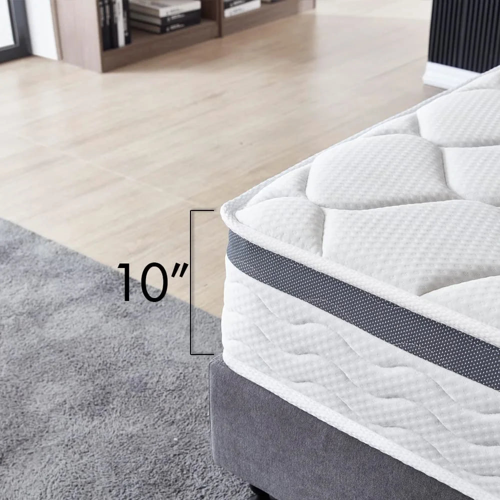 Twin Size 10 Inch Memory Foam Spring Hybrid Mattress E51956