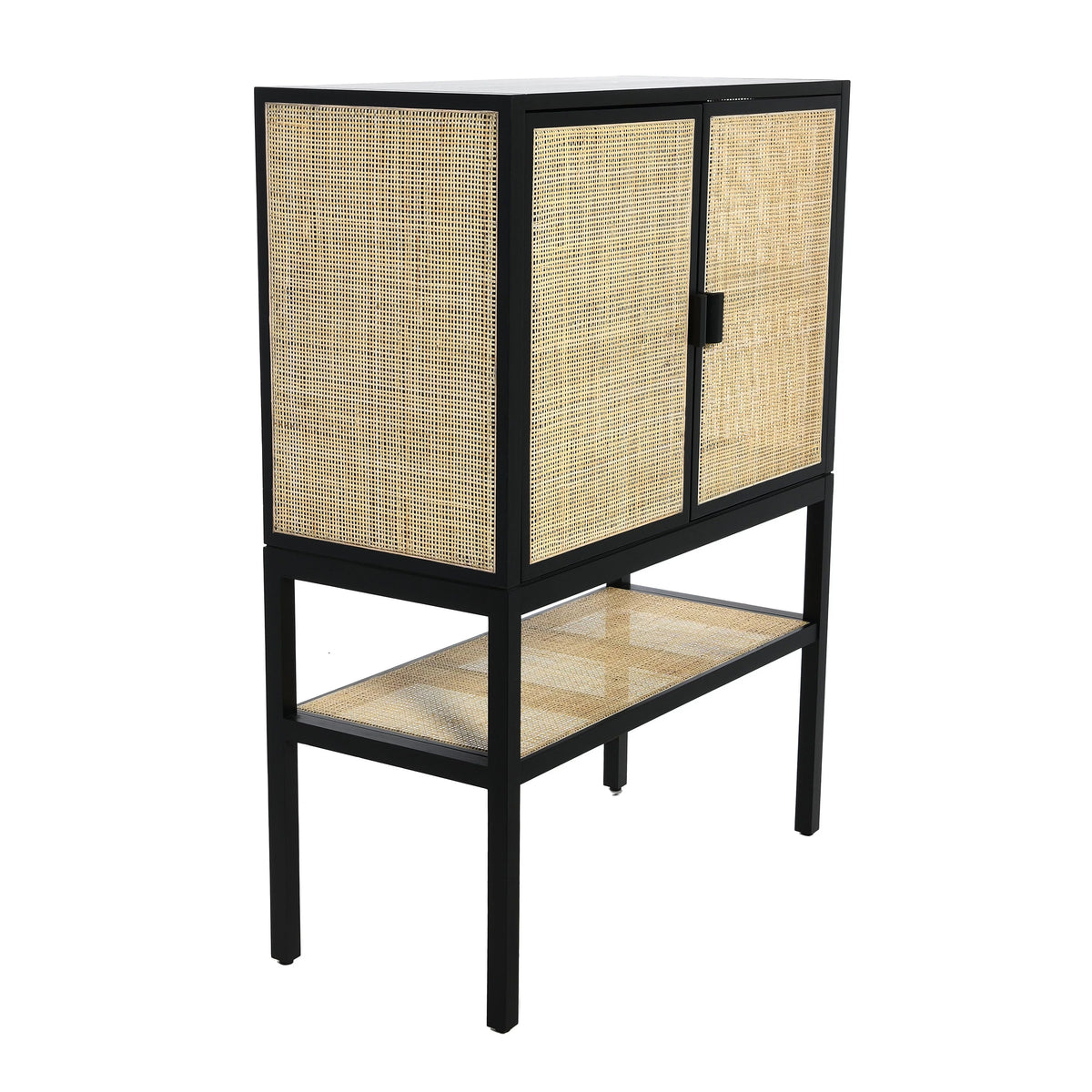 Pine Wood Cabinet with Rattan B37676