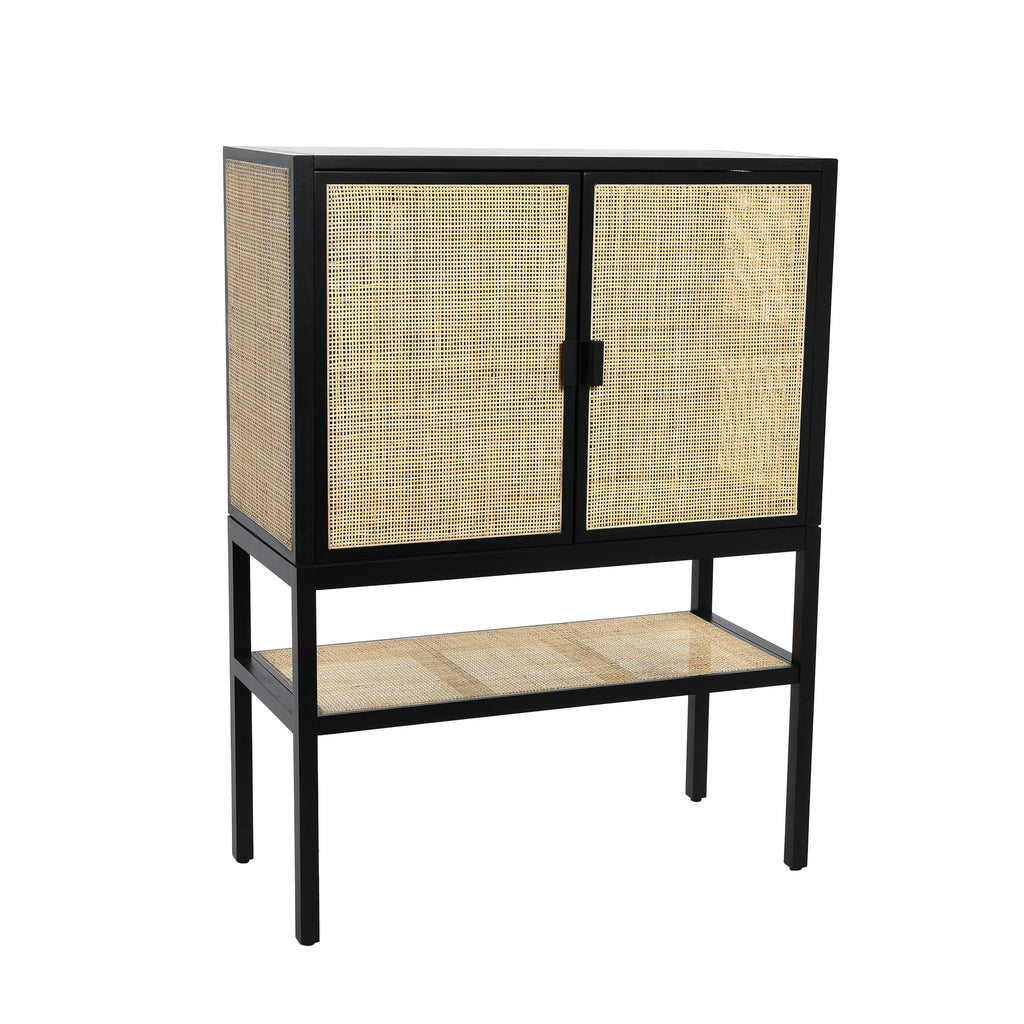 Pine Wood Cabinet with Rattan B37676
