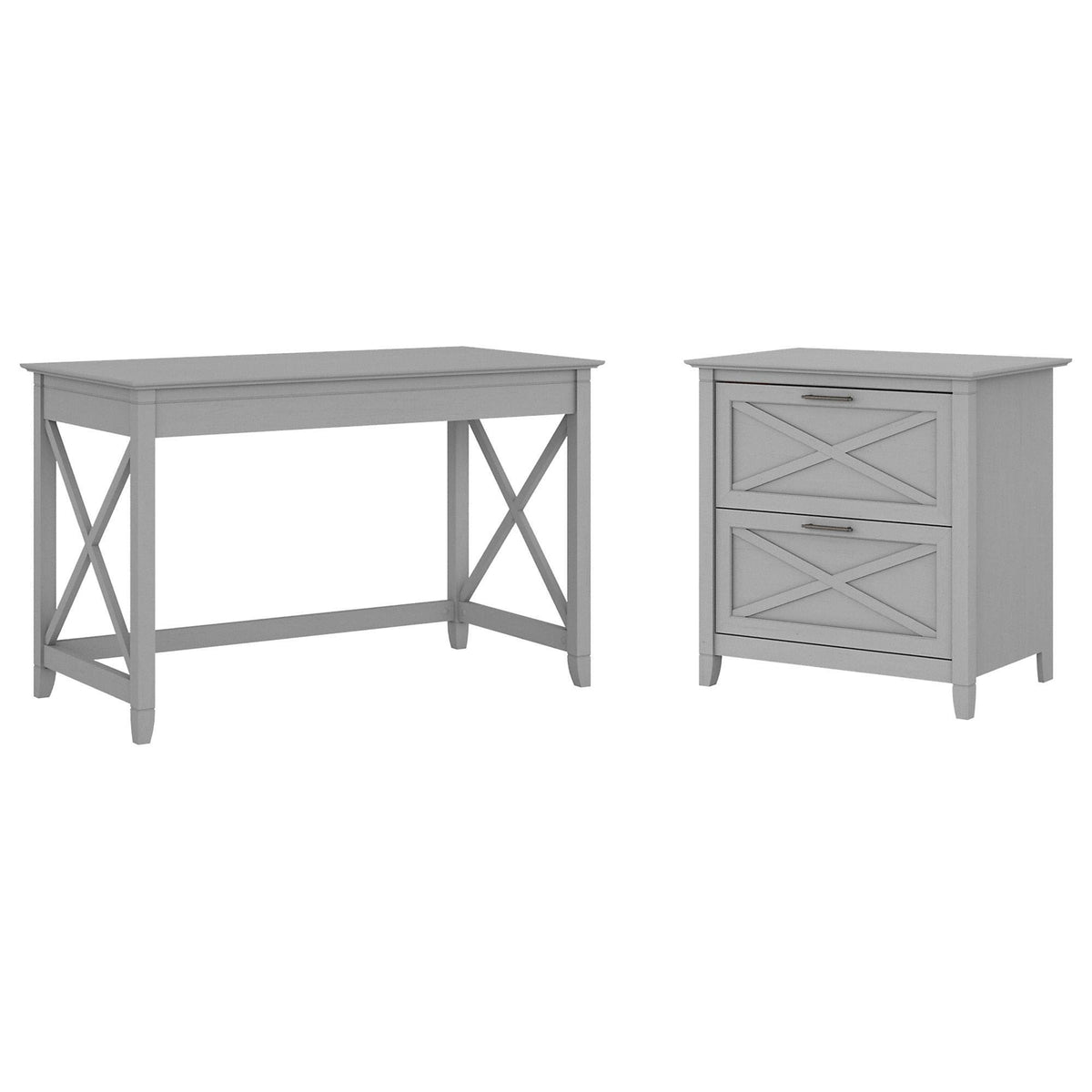 Cape Cod Gray Writing Desk with 2 Drawer File Cabinet F4861