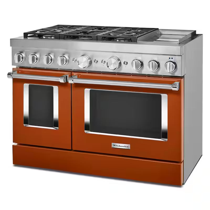 48 in. Smart Double Oven Dual Fuel Range with True Convection in Scorched Orange Z588
