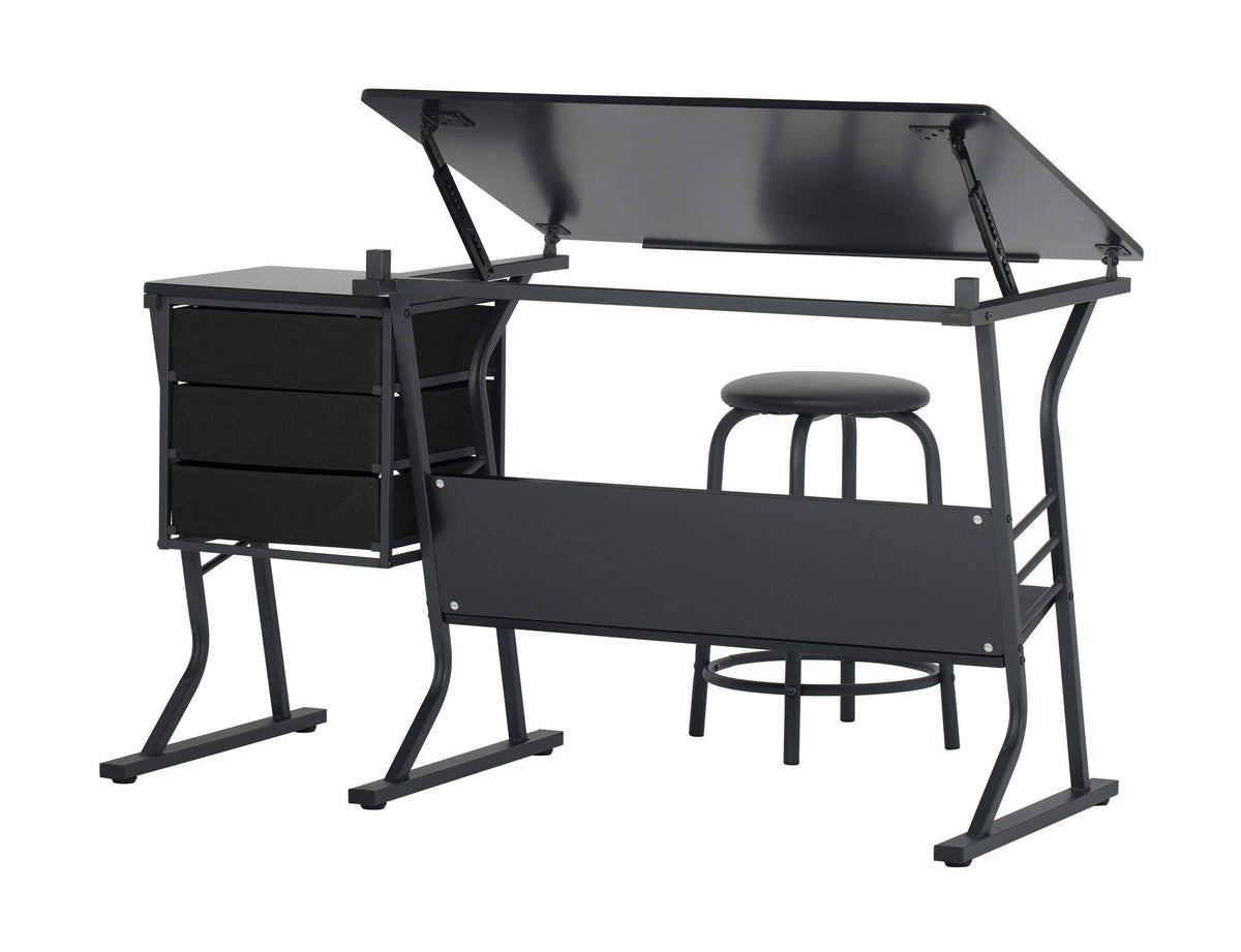 Black Hobby Table with Stool V799143