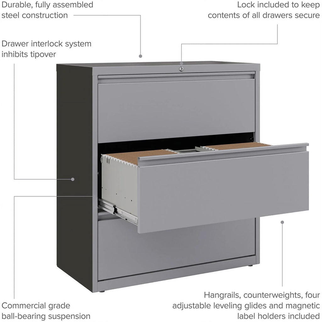 36" Wide 3 Drawer Metal Lateral File Cabinet X475