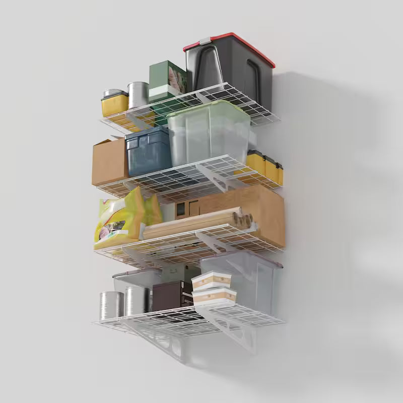 White Steel Garage Wall Shelf 4-Pack I1130