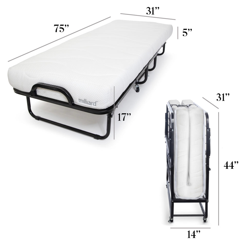 Cot Size Folding Bed with Memory Foam Mattress I9744