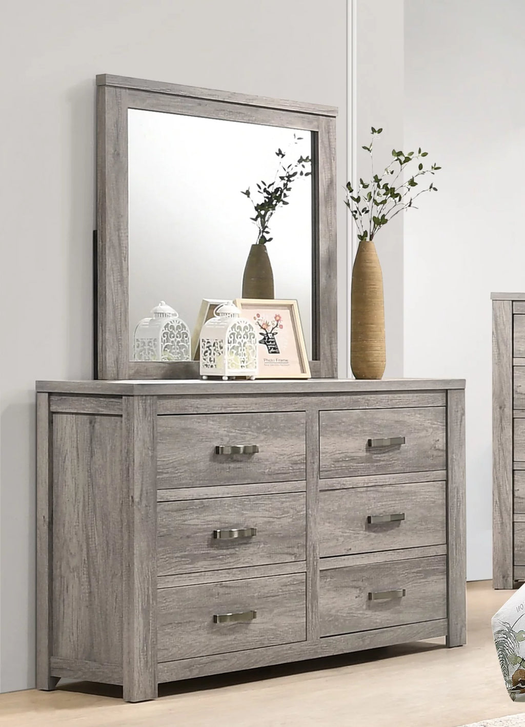 Beige Polyfiber 4pc Bedroom Set L660