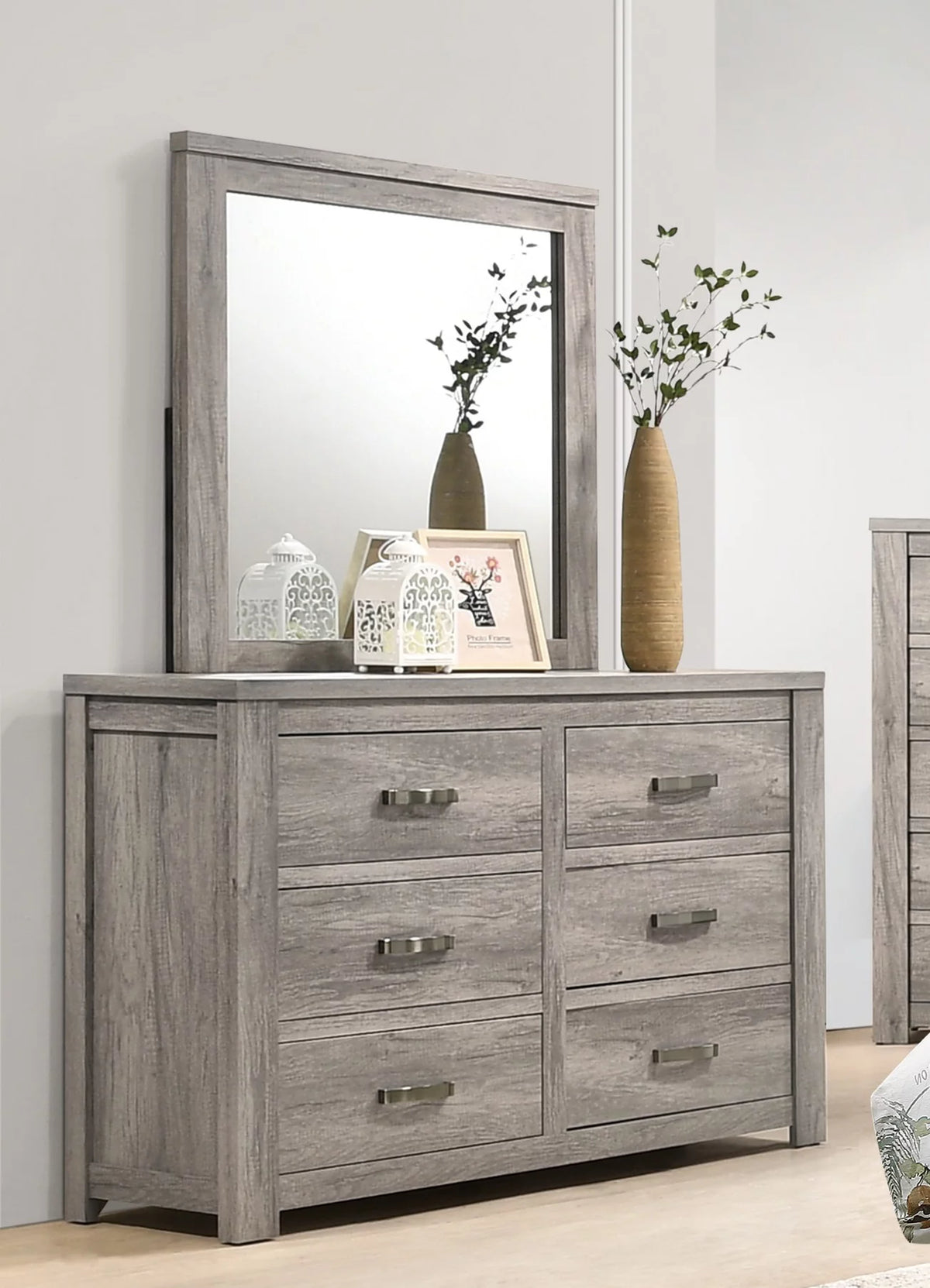 Beige Polyfiber 4pc Bedroom Set L660