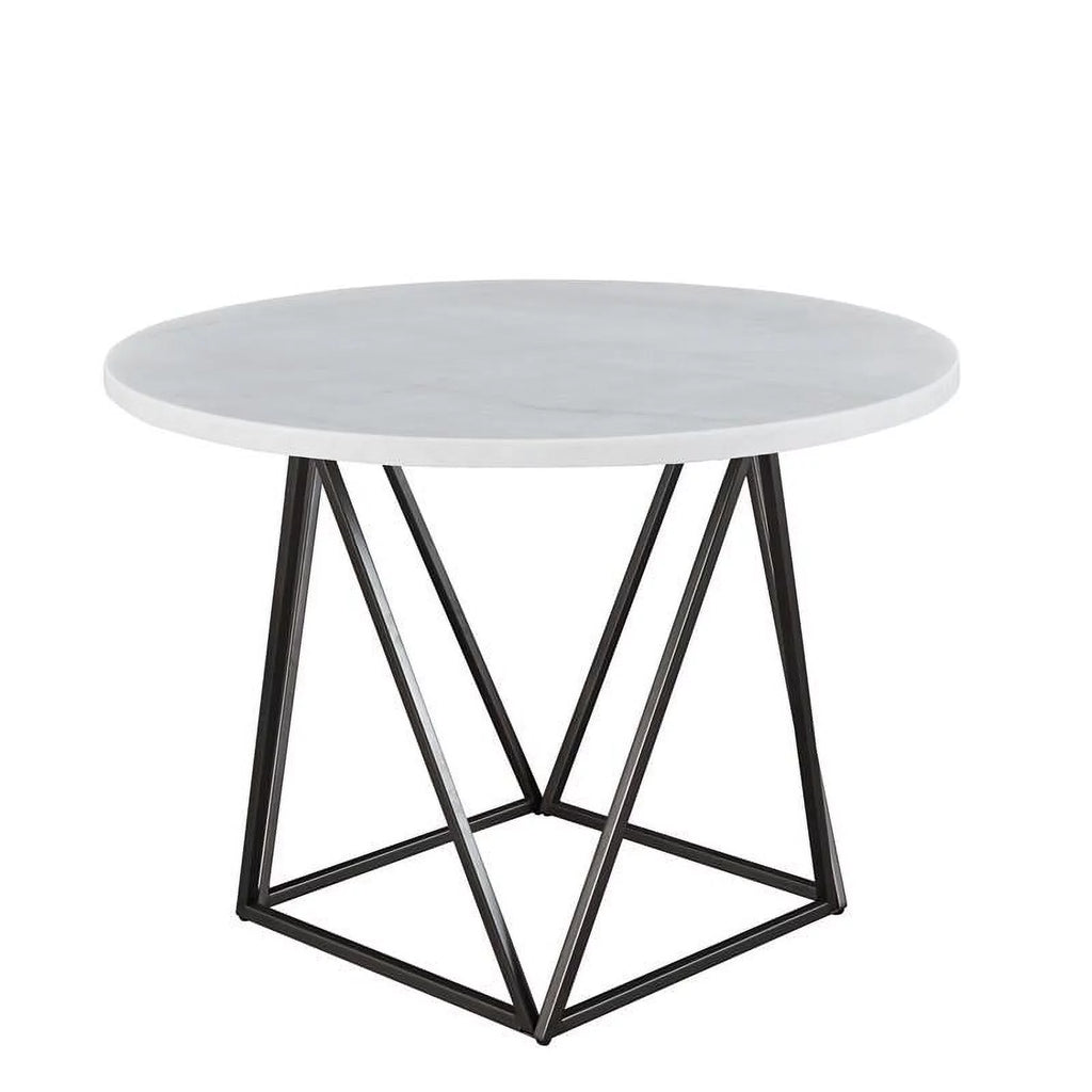 White Marble Top Metal 5-Piece Dining Set J1622