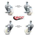 3 inch Nylon Wheel Swivel Threaded Stem Caster Set 2 Brakes I2554