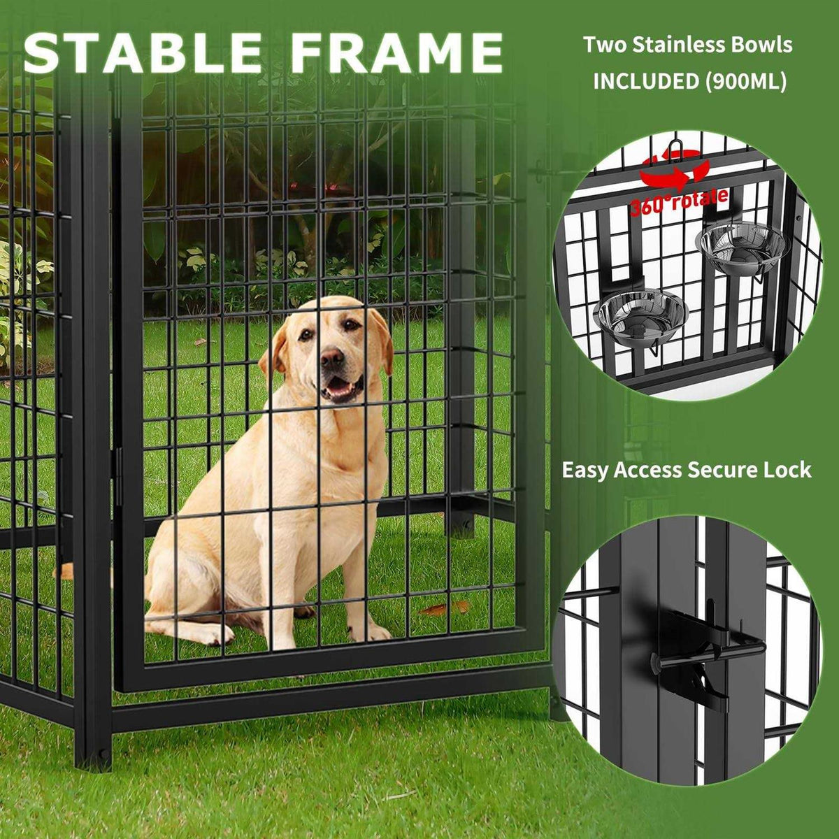 Large Dog Kennel Outdoor Pet Pen Metal Fence D656