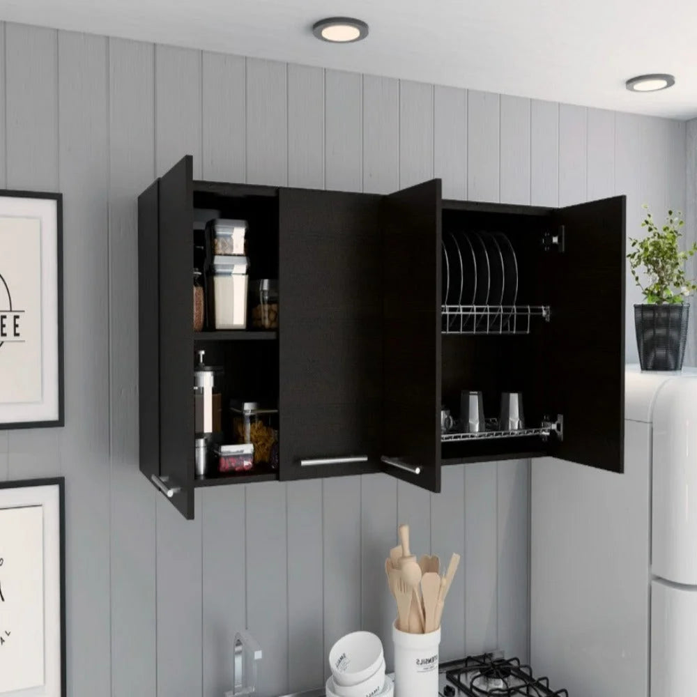 Black Wengue Finish Four Doors Kitchen Cabinet M440