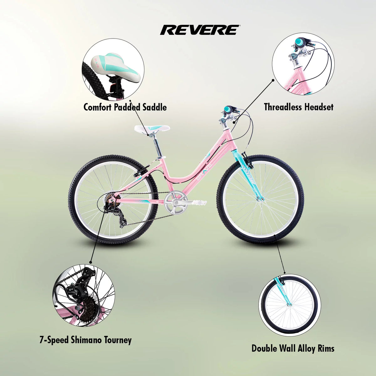 24 Girls 7-Speed Cruiser Bicycle Pink P49006