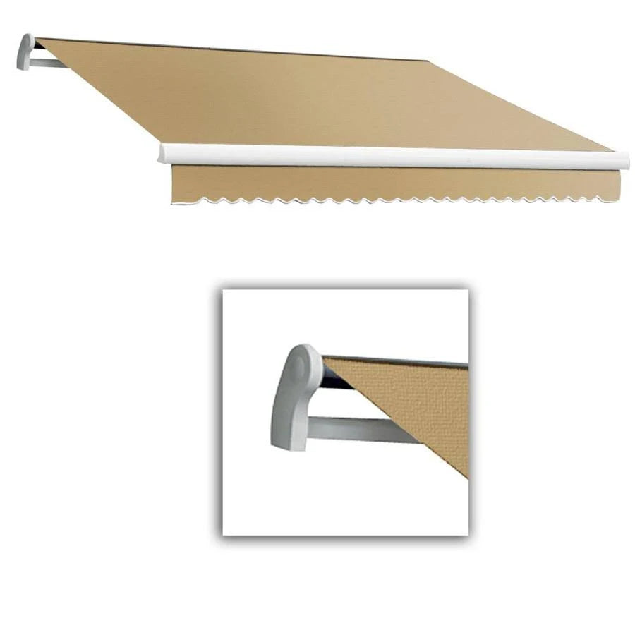 Tan 96-in Wide 84-in Projection Manual Retraction Patio Awning C955676