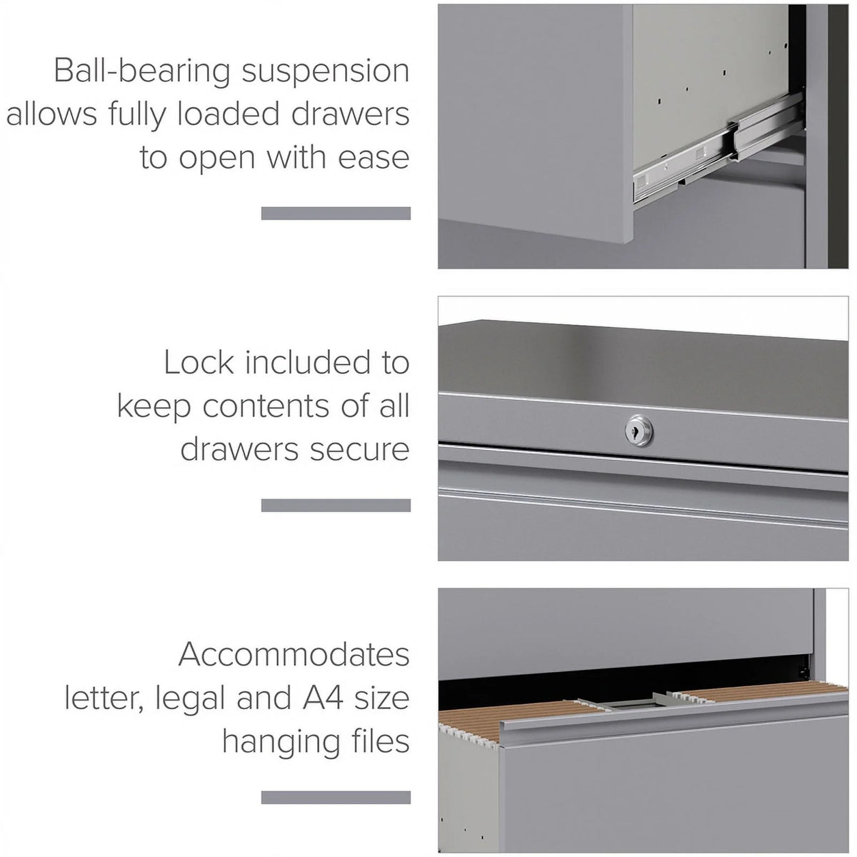 36" Wide 3 Drawer Metal Lateral File Cabinet X475