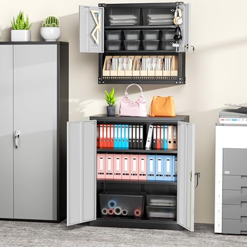 72” Black Metal Storage Cabinet with Lock Y1723