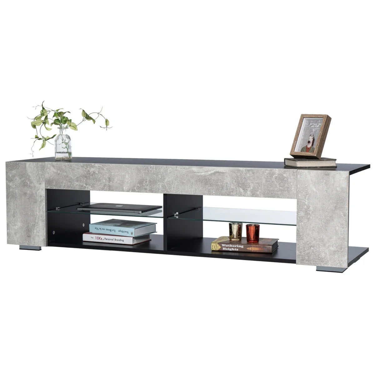 High Gloss 4-Shelf TV Stand with Bookshelves G54328