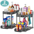 2 Pack 2-Tier Pull Out Under Sink Organizer with Hook & Hanging Cup E259