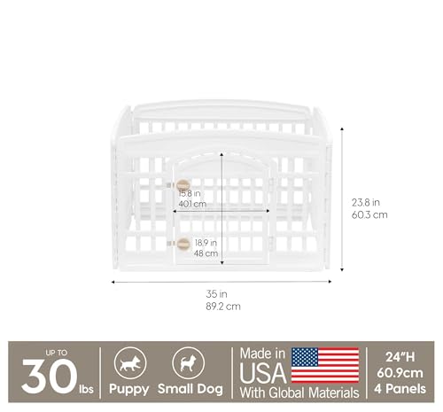 24" 4-Panel White Dog Playpen with Door Z261921