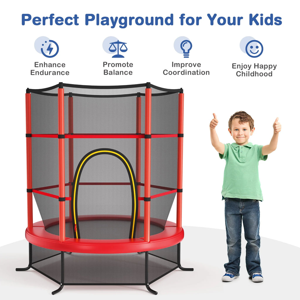 55 Kids Trampoline with Enclosure Net Green P752