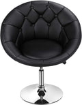 Adjustable Swivel Round Leather Chair with Wheels L659433