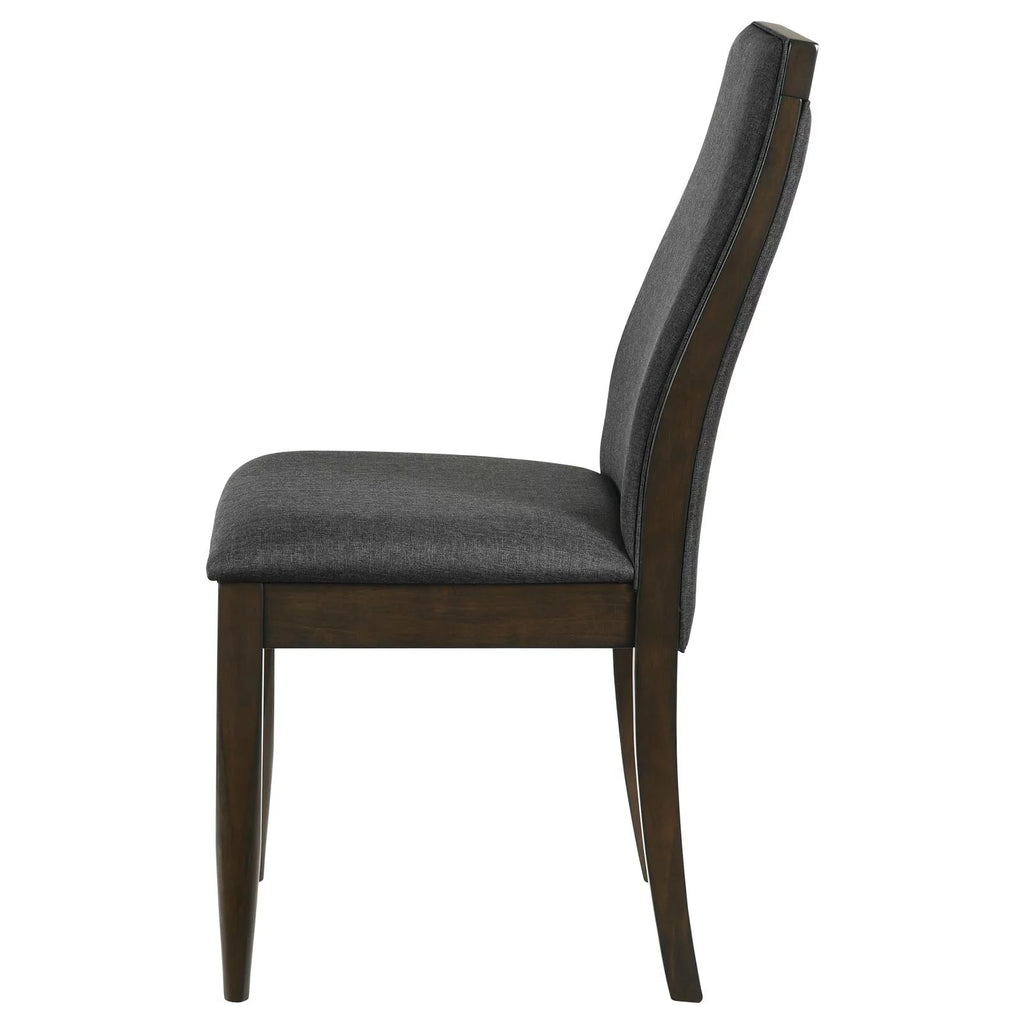 Upholstered Side Chair Set of 2 Grey Dark Walnut I129350