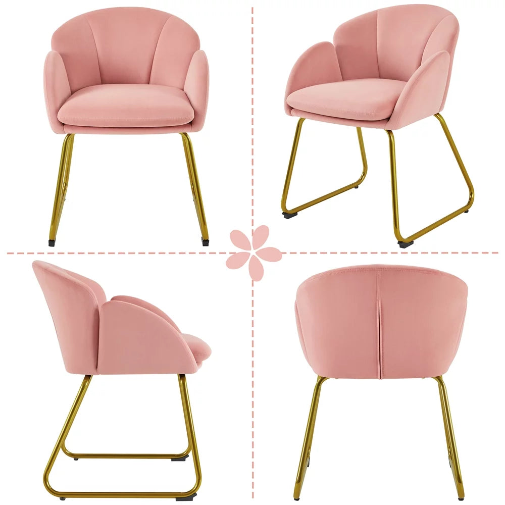 Velvet Dining Chair with Golden Metal Legs Y443571