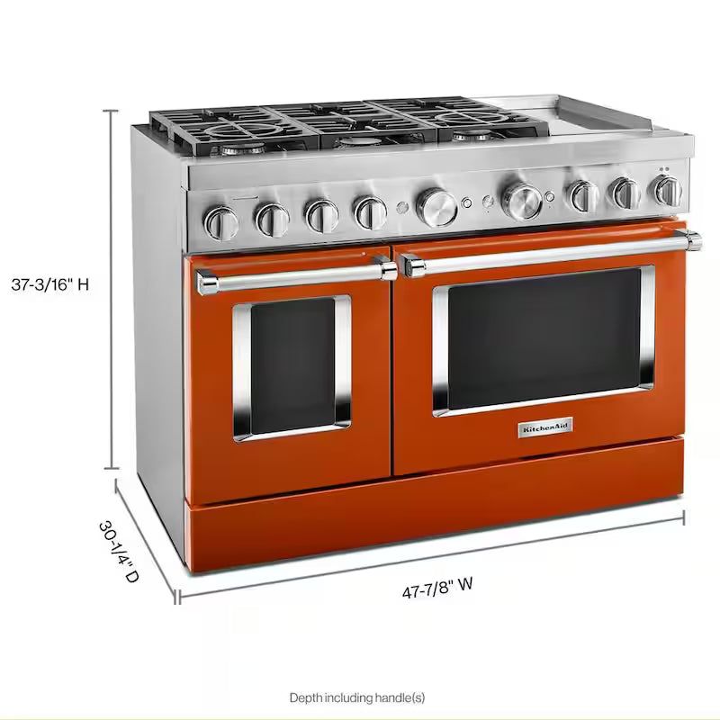 48 in. Smart Double Oven Dual Fuel Range with True Convection in Scorched Orange Z588