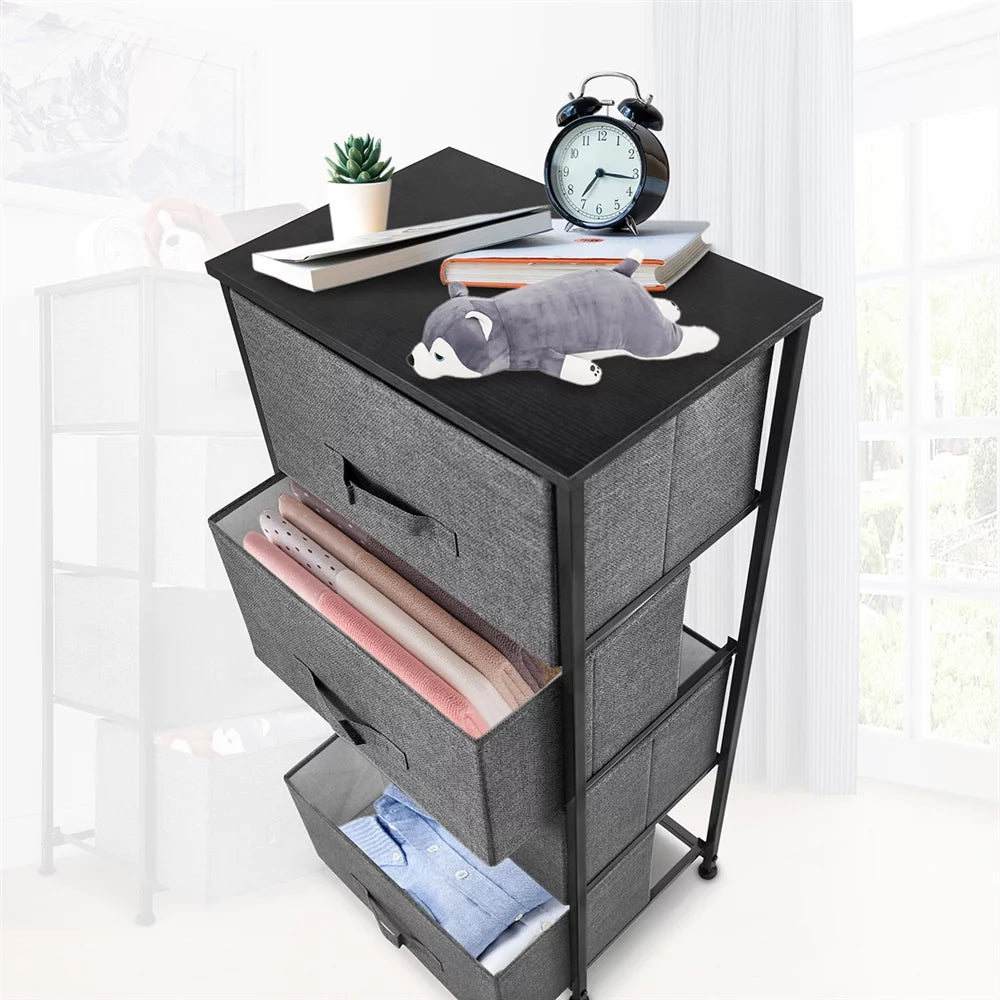 Dark Grey 4 Drawer Fabric Dresser Y8239