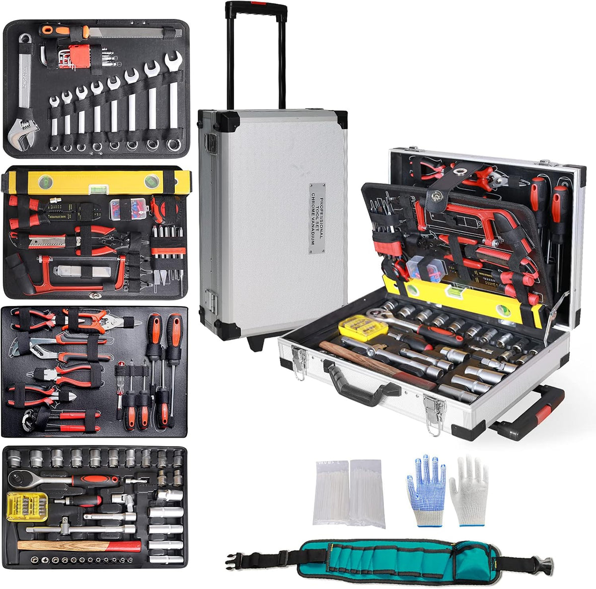 799pcs Aluminum Trolley Case Tool Set Silver Q552857