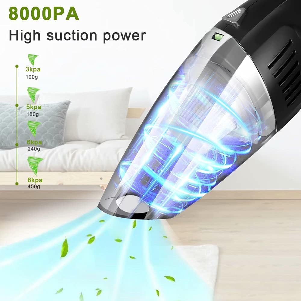 Cordless Handheld Vacuum Cleaner, 8000PA, 120W, Wet Dry, Black, Pack of 2 R22159
