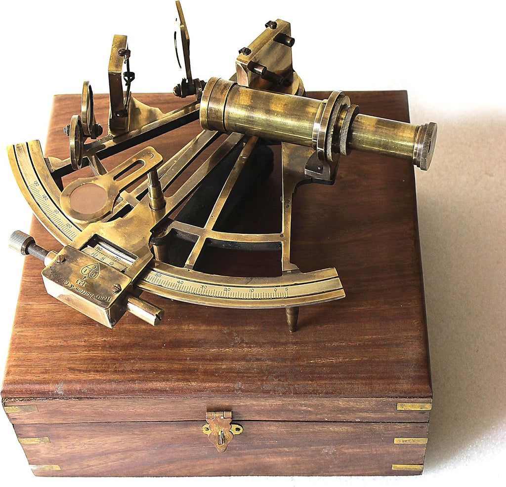 Nautical Marine Working Model Ship Sextant Wooden Box H8906