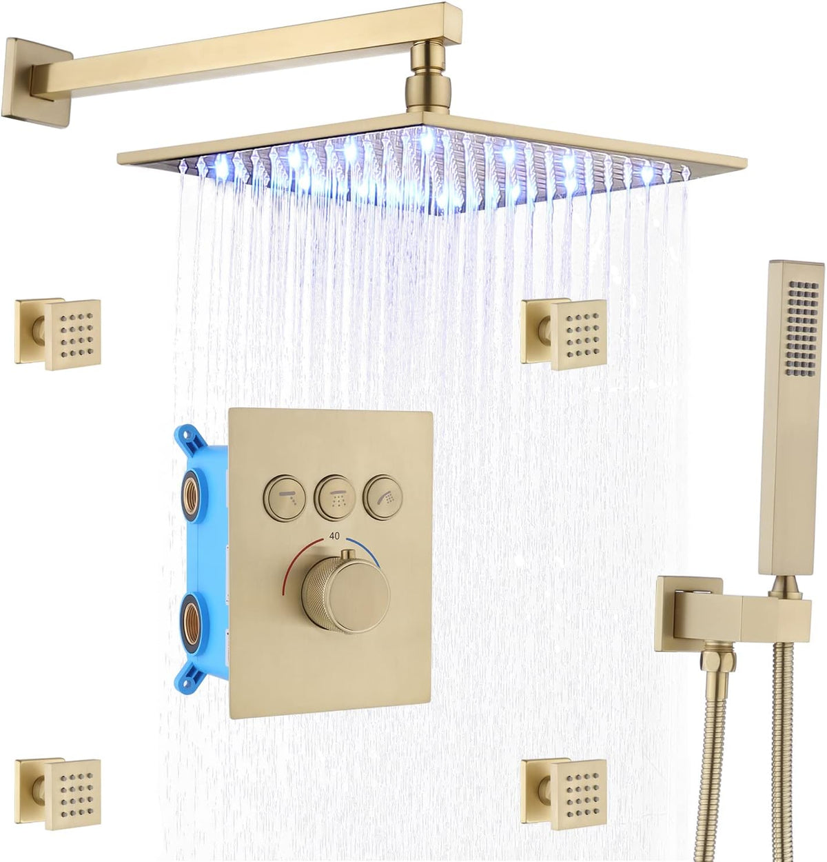 12 Inch Matte Black Brass Shower Faucet Fixture Combo Set M53607