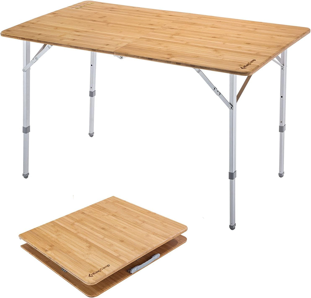 Bamboo Folding Camping Table with Adjustable Height N914152