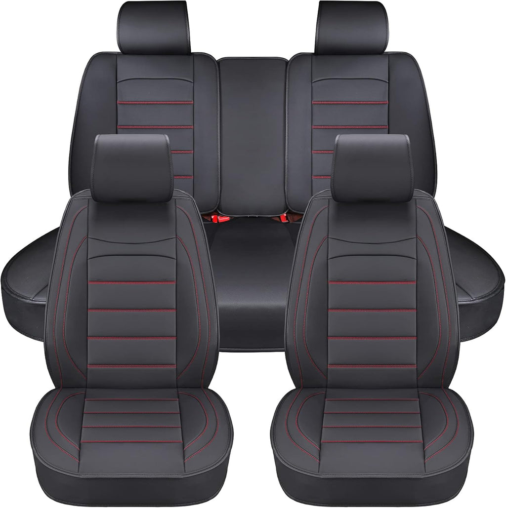 Black Leather Car Seat Covers Full Set C1988