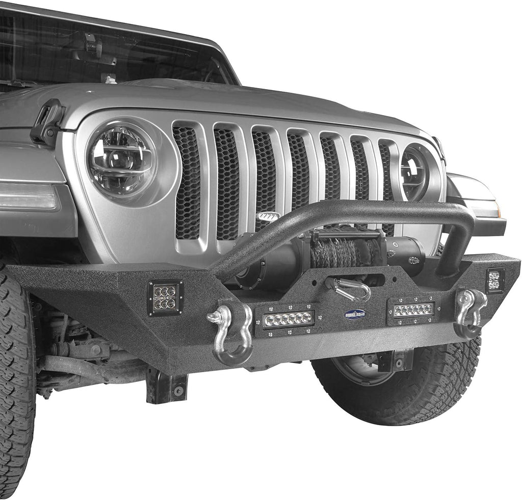 Front Bumper + Rear Bumper with Spare Tire Carrier & Winch Plate T5531